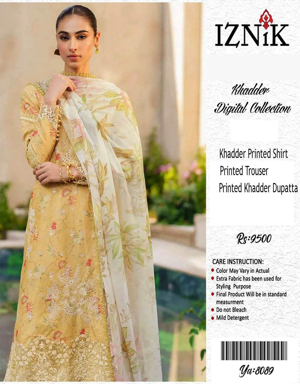 π Iznik Light Yellow Khaddar 3PC β Maria B | Baroque | Aneelasss π