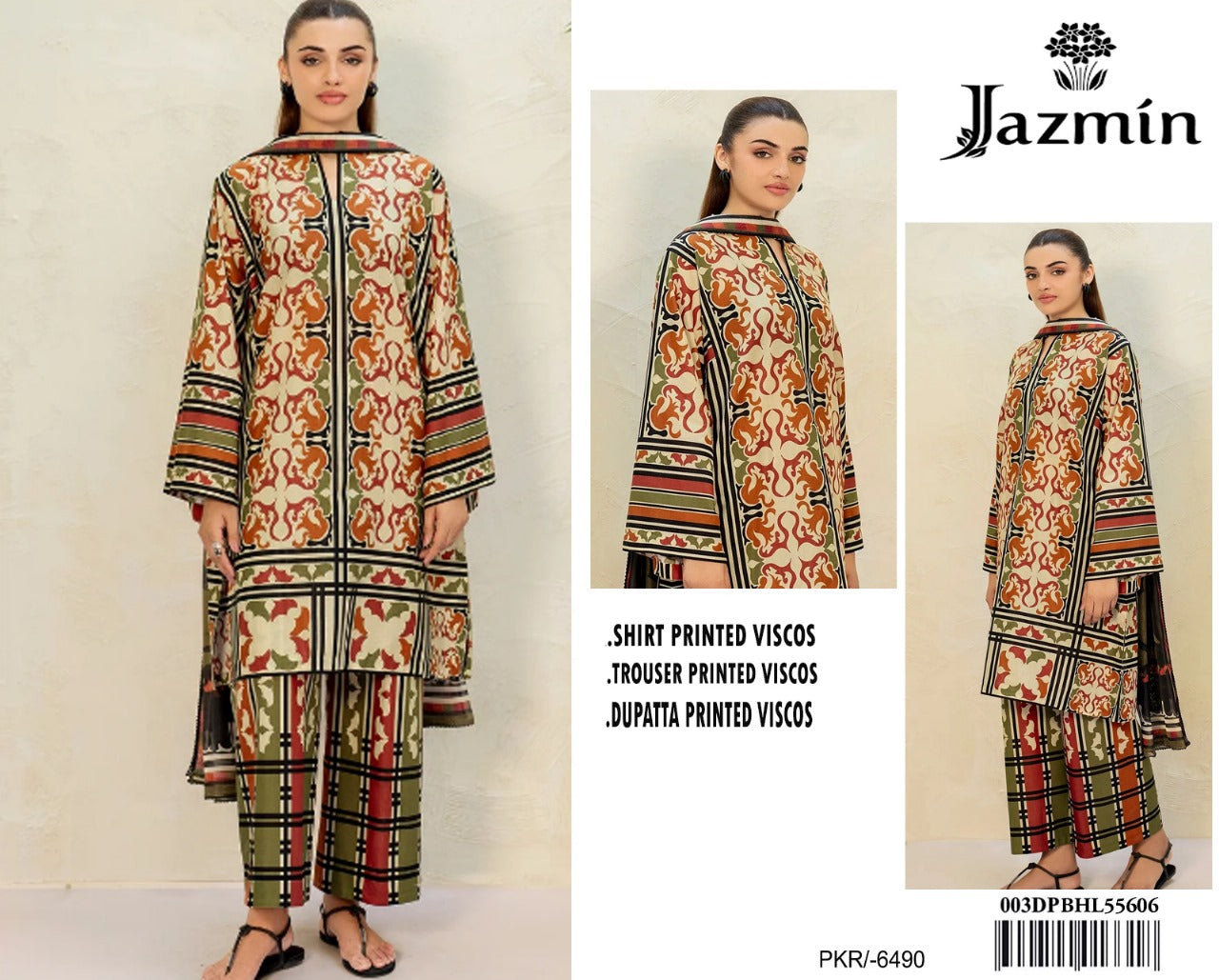 Jazmin Original – Multi Shade Premium Viscose 3PC Suit | Winter Collection ❄️