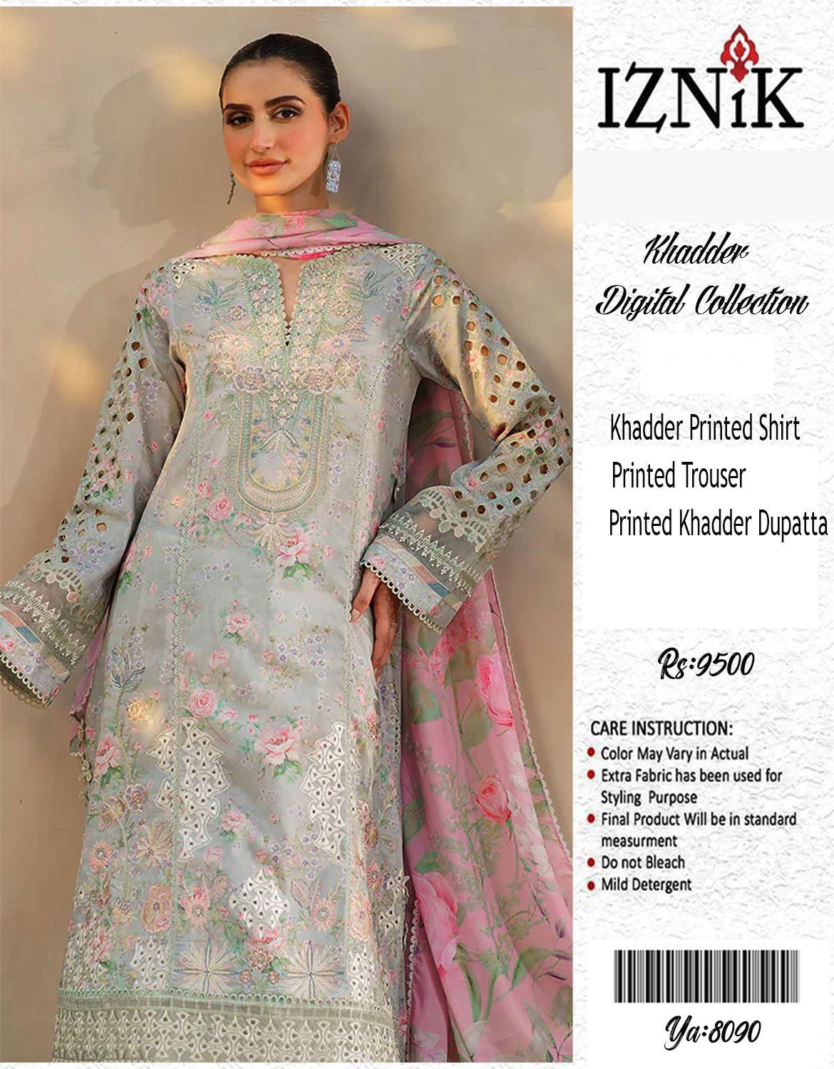 π©Ά Iznik Smoki Grey Khaddar 3PC β Maria B | Baroque | Aneelasss π©Ά