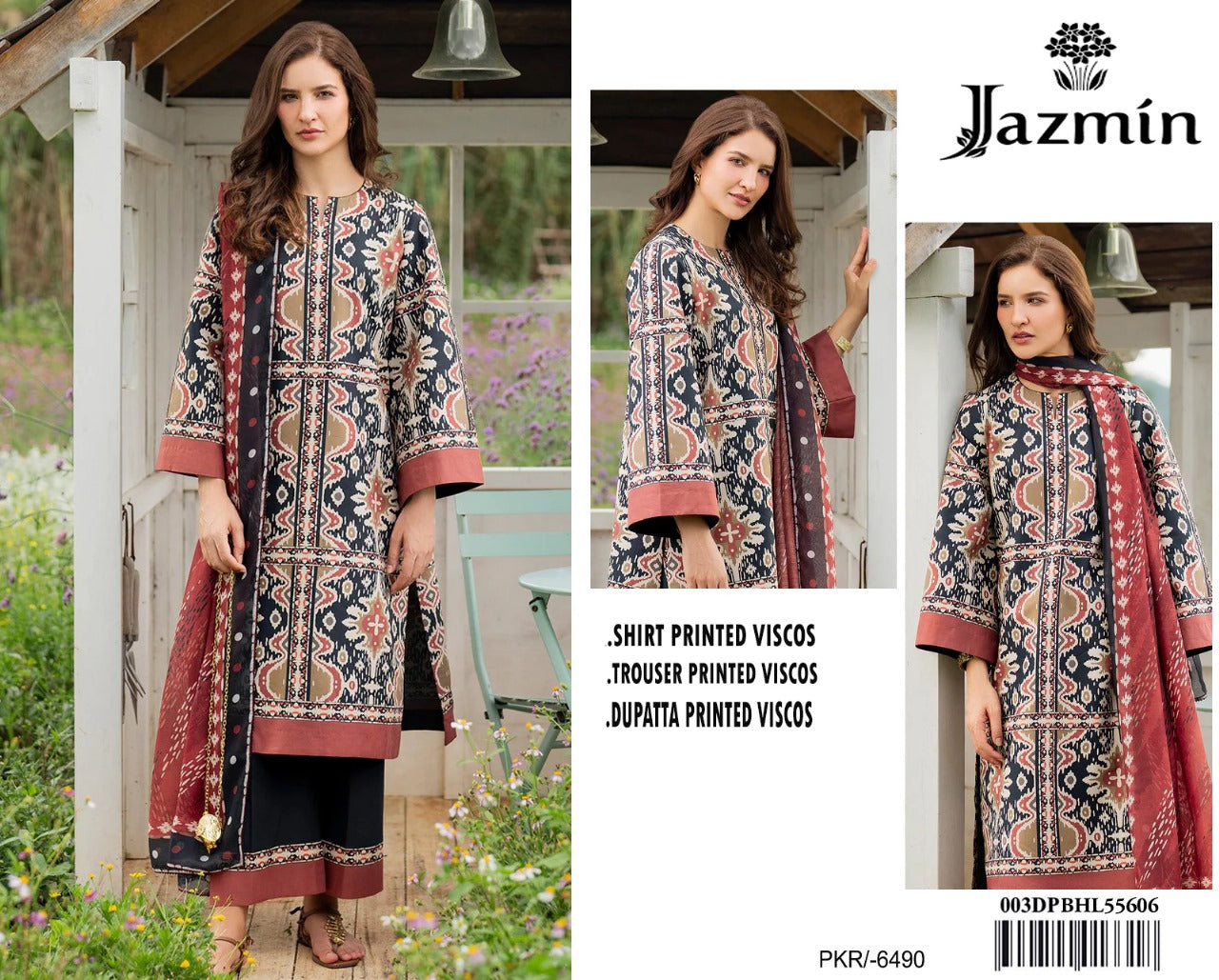 Jazmin Original – Black Premium Viscose 3PC Suit | Winter Collection ❄️