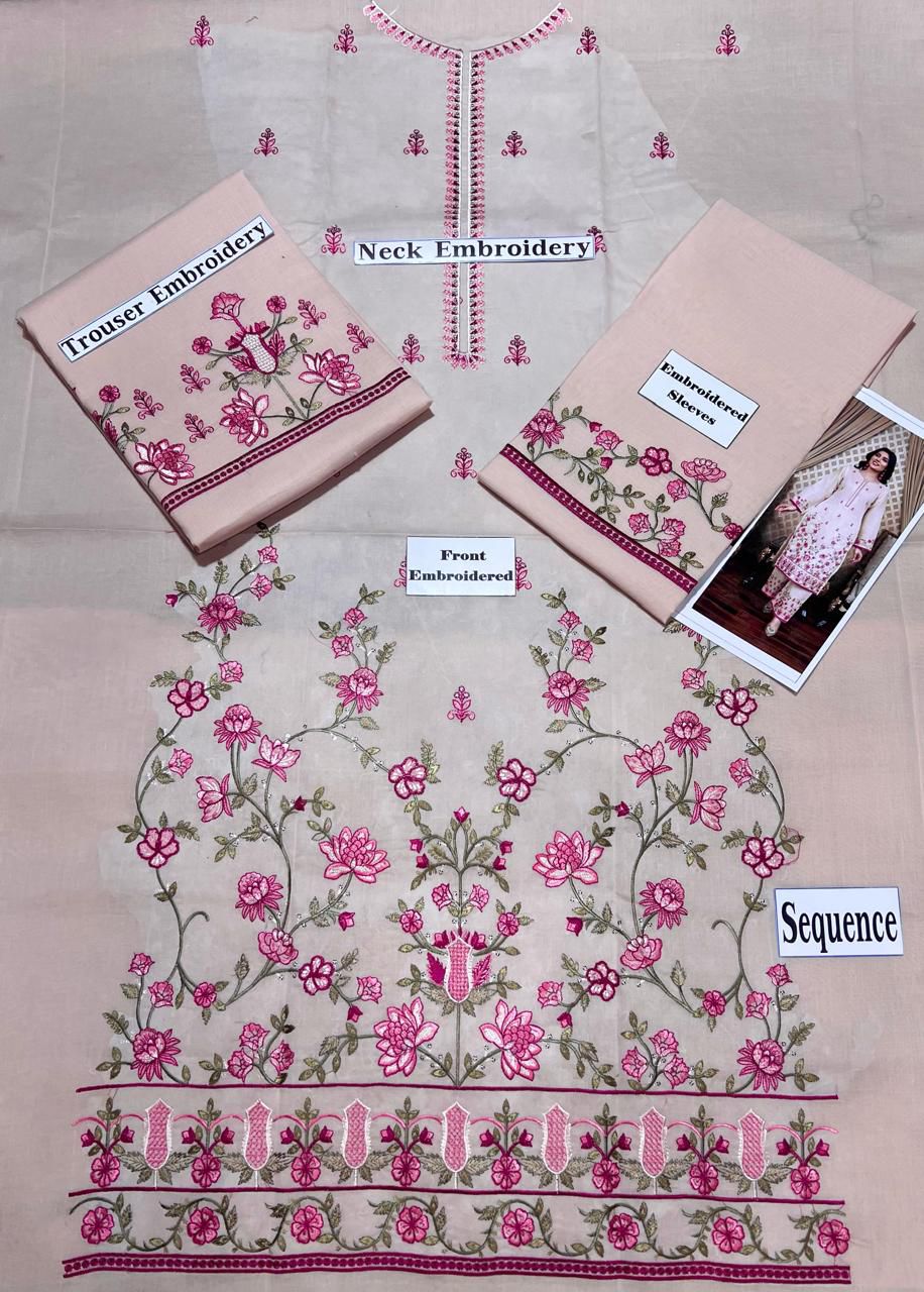 SAYA Summer Collection 2025 | Baby Pink 2PC Heavy Embroidered Suit | Vol.02 – Maleeha Arts (Free Delivery)