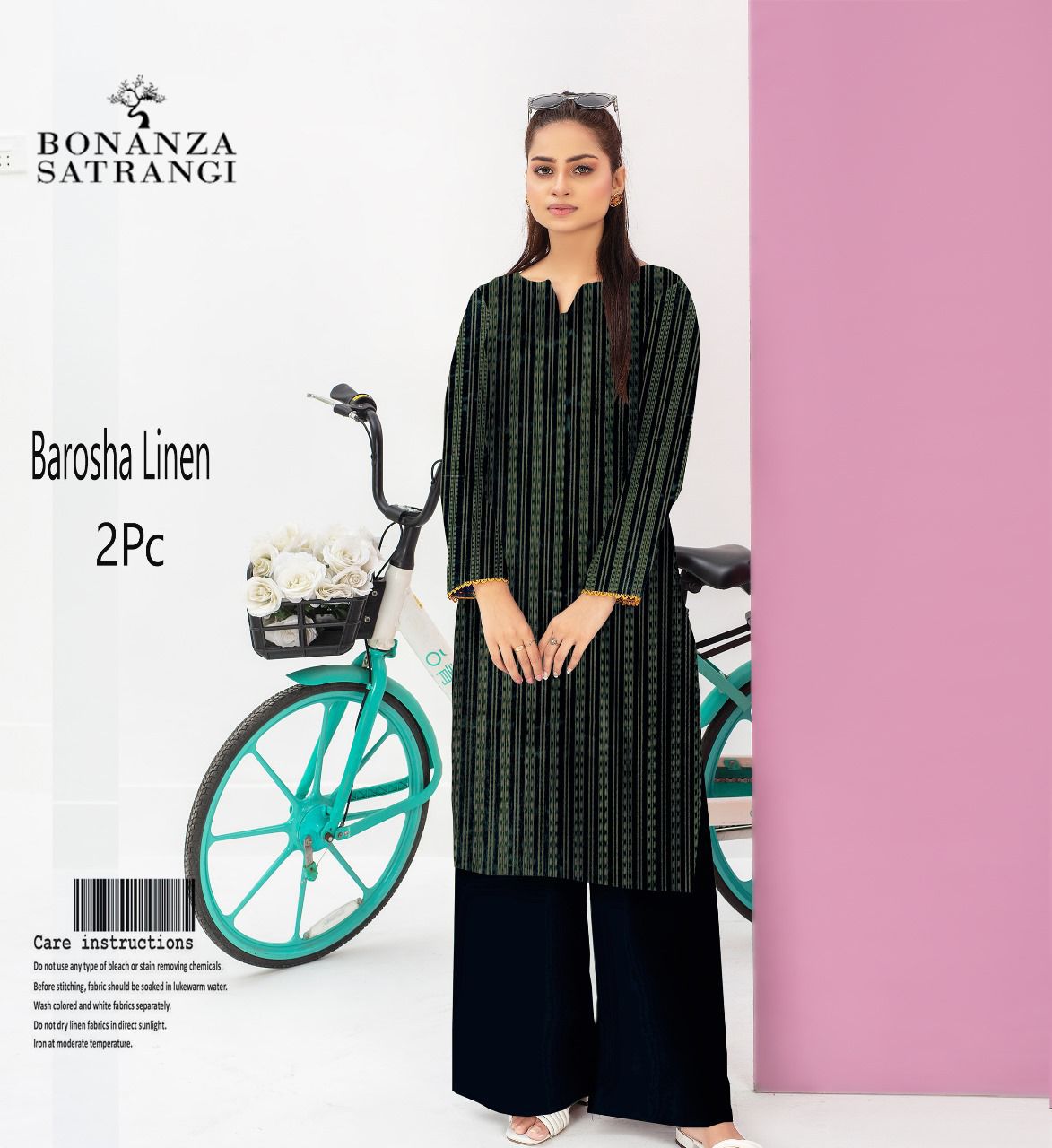 Bonanza Satrangi 2PC Printed Suit – Classic Black Grace | Original Brand | Free Delivery