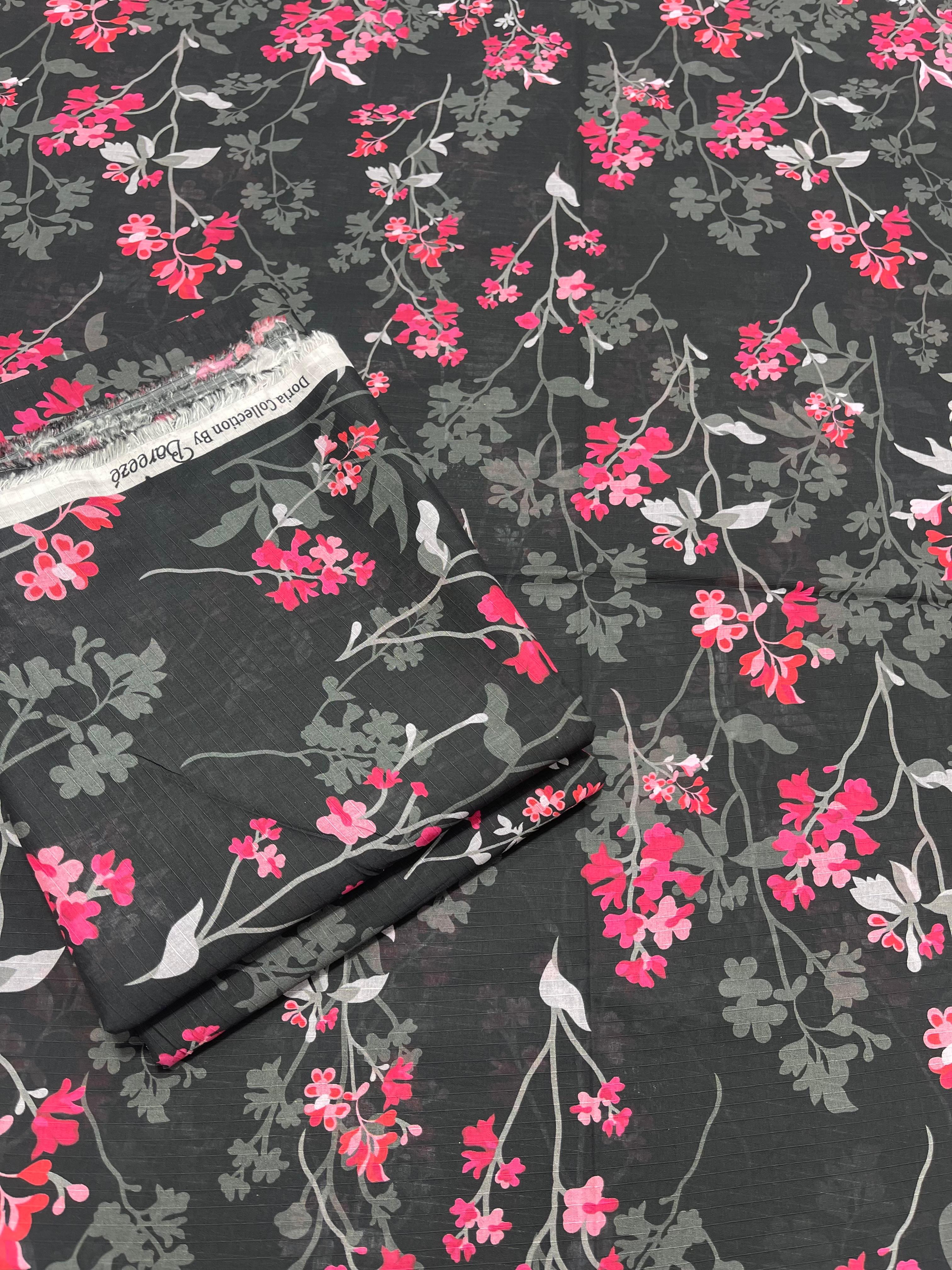 🖤❤️ Elegant Bloom – All Over Printed 2PC with Black & Red Flowers 🖤❤️