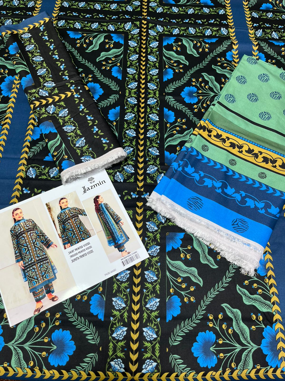 Jazmin Original – Blue Premium Viscose 3PC Suit | Winter Collection ❄️