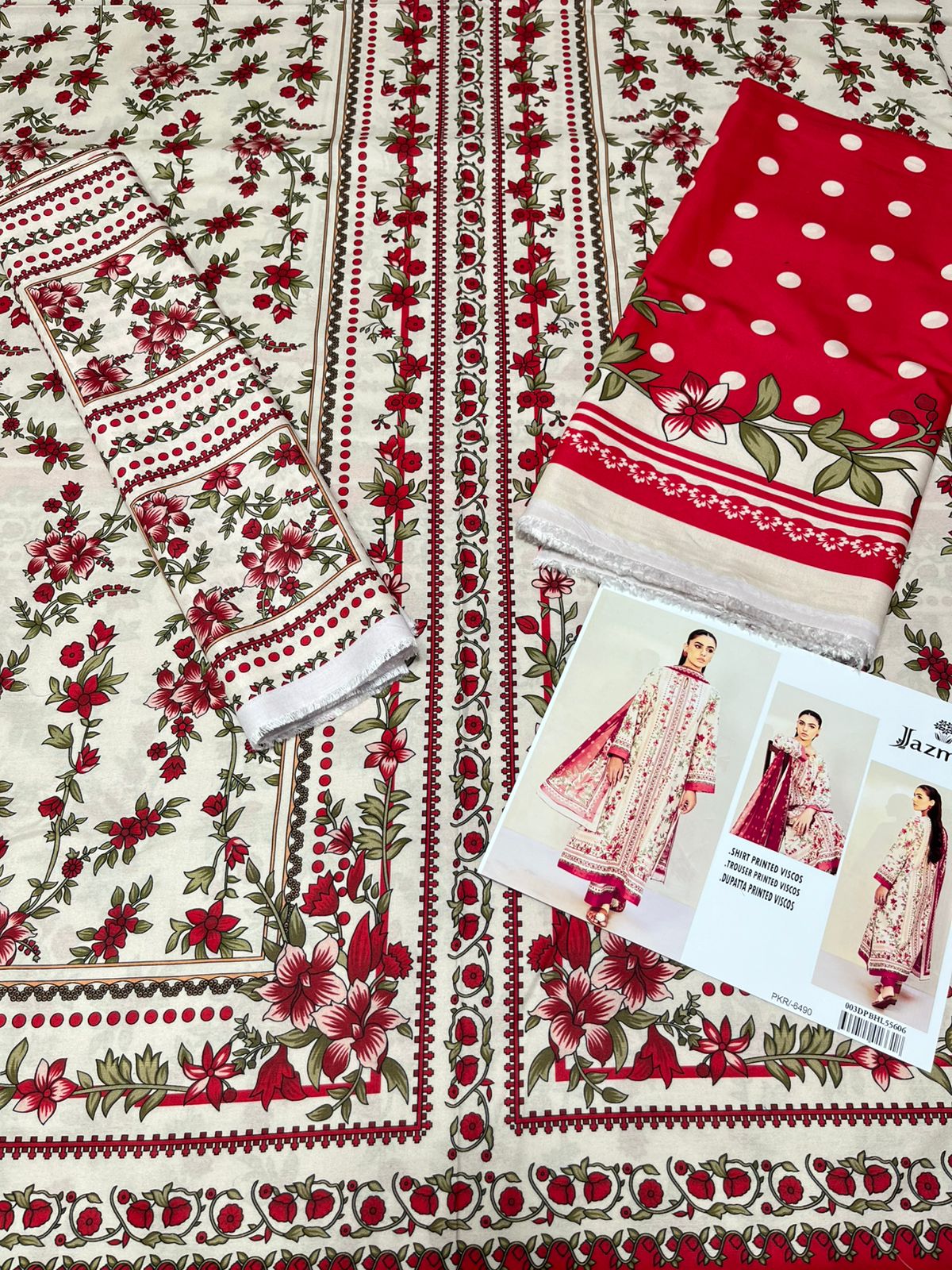 Jazmin Original – Classic Maroon Premium Viscose 3PC Suit | Winter Collection ❄️