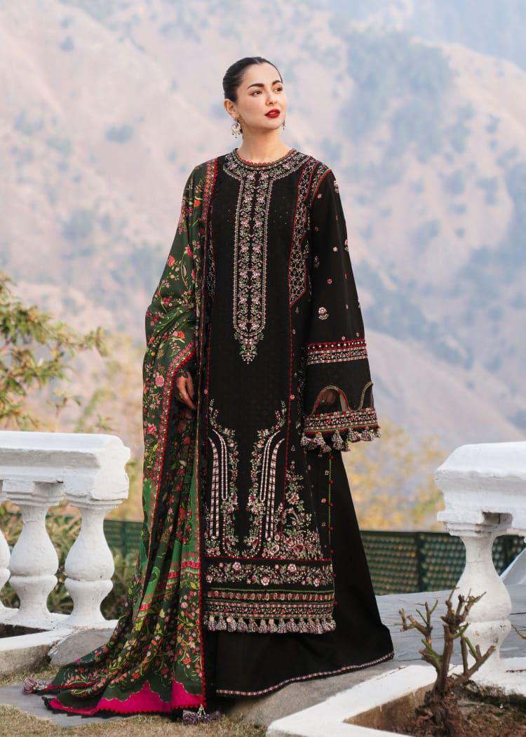 Hussain Rehar 3PC Lawn Suit – Embroidered Shirt with Jacquard Dupatta