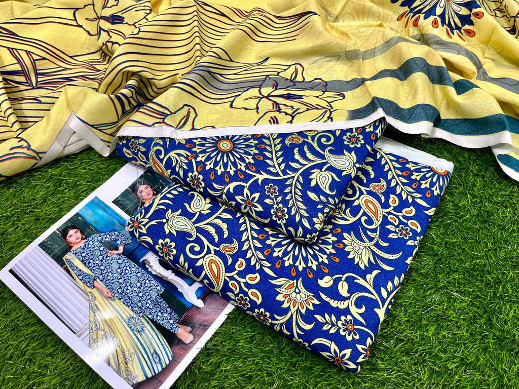 Khaadi Airjet Karandi Linen Digital Print 3PC – Midnight Blue Grace | Premium Winter Collection