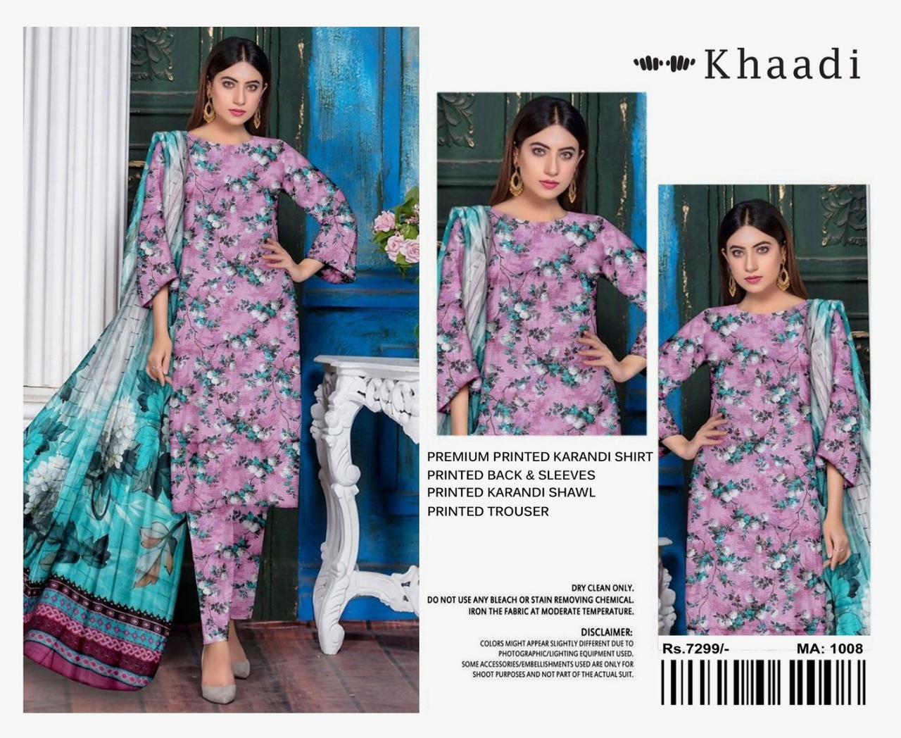 Khaadi Airjet Karandi Linen Digital Print 3PC – Light Purple Serenity | Premium Winter Collection