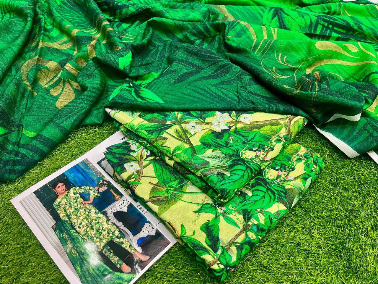 Khaadi Airjet Karandi Linen Digital Print 3PC – Emerald Green Charm | Premium Winter Collection