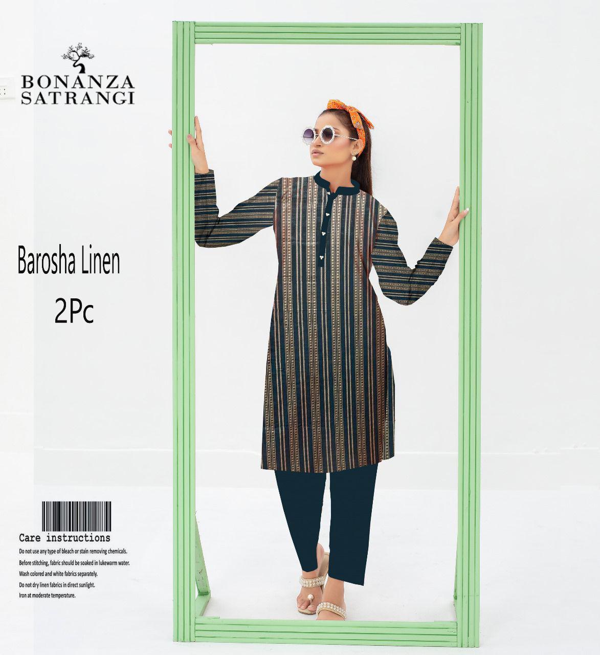 Bonanza Satrangi Barosha Linen 2PC – Light Zinc Elegance | Original Brand | Free Delivery