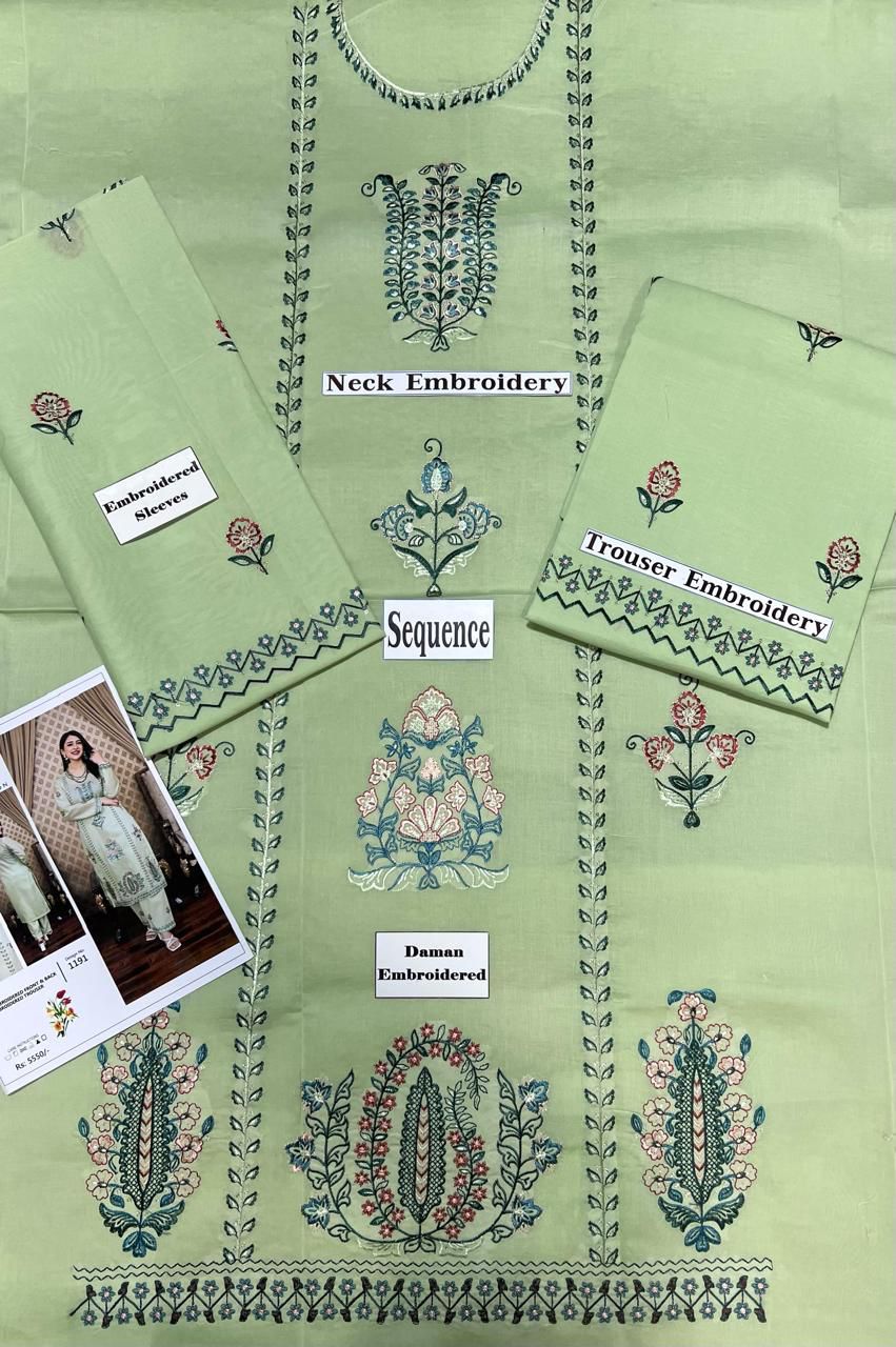 SAYA Summer Collection 2025 | Light Pistachio Green 2PC Heavy Embroidered Suit | Vol.02 – Maleeha Arts (Free Delivery)