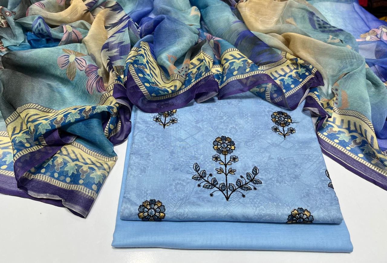 MARIA B Blue 3-Piece Ensemble - Serene & Elegant