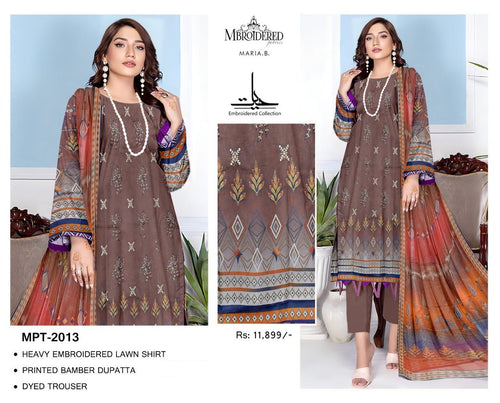 - Maria B Brown Luxury Cotton Dress