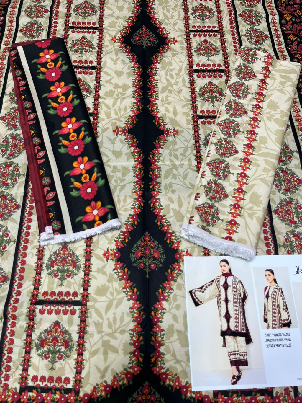 Jazmin Original – Maroon Premium Viscose 3PC Suit | Winter Collection ❄️