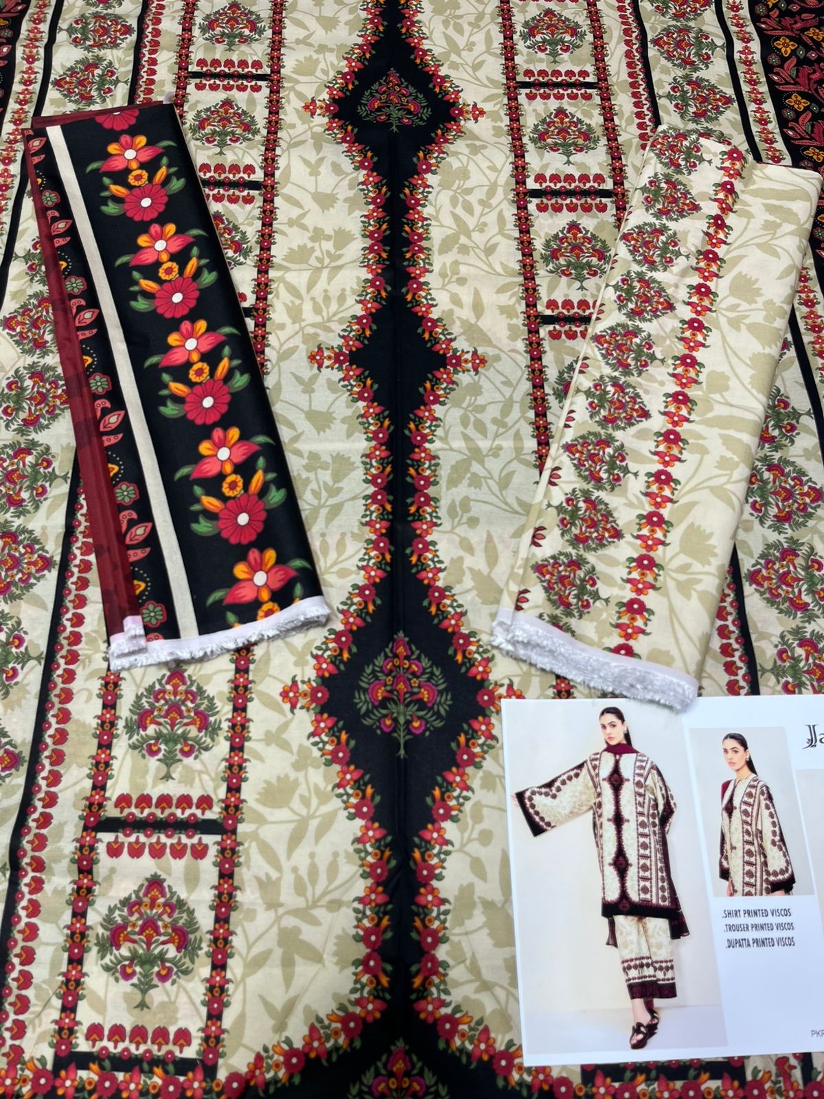 Jazmin Original – Maroon Premium Viscose 3PC Suit | Winter Collection ❄️