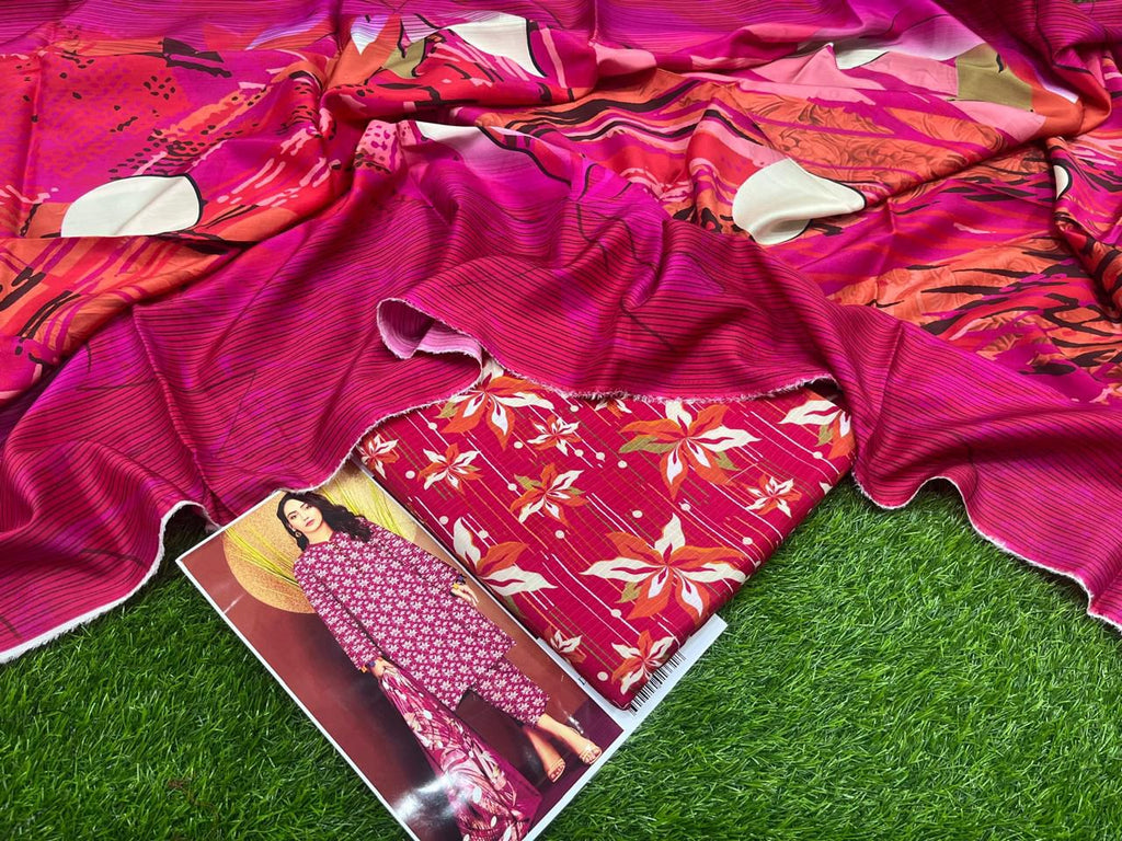 Baroque Winter Collection – Pink Blossom (3PC Viscose Suit)  ✨ Original Baroque Brand | ❄️ Winter Sale – 30% OFF + Free Delivery ❄️
