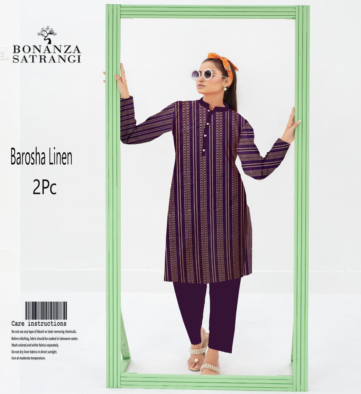 Bonanza Satrangi Barosha Linen 2PC – Dark Purple Majesty | Original Brand | Free Delivery