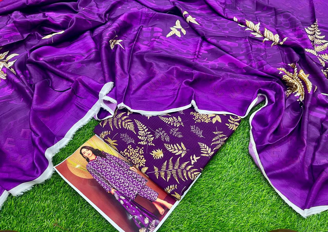 Baroque Winter Collection – Royal Purple Elegance (3PC Viscose Suit)  ✨ Original Baroque Brand | ❄️ Winter Sale – 30% OFF + Free Delivery ❄️