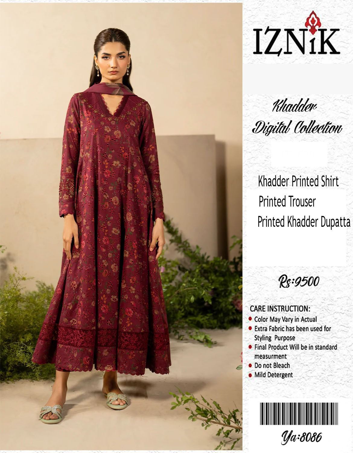 ❤️ Iznik Red Khaddar 3PC – Maria B | Baroque | Aneelasss ❤️