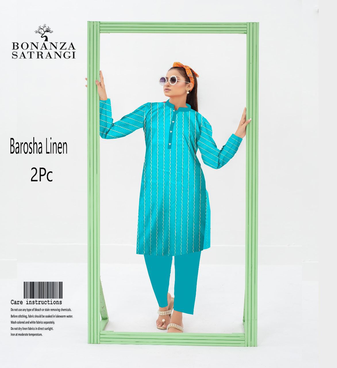 Bonanza Satrangi Barosha Linen 2PC – Sea Green Grace | Original Brand | Free Delivery