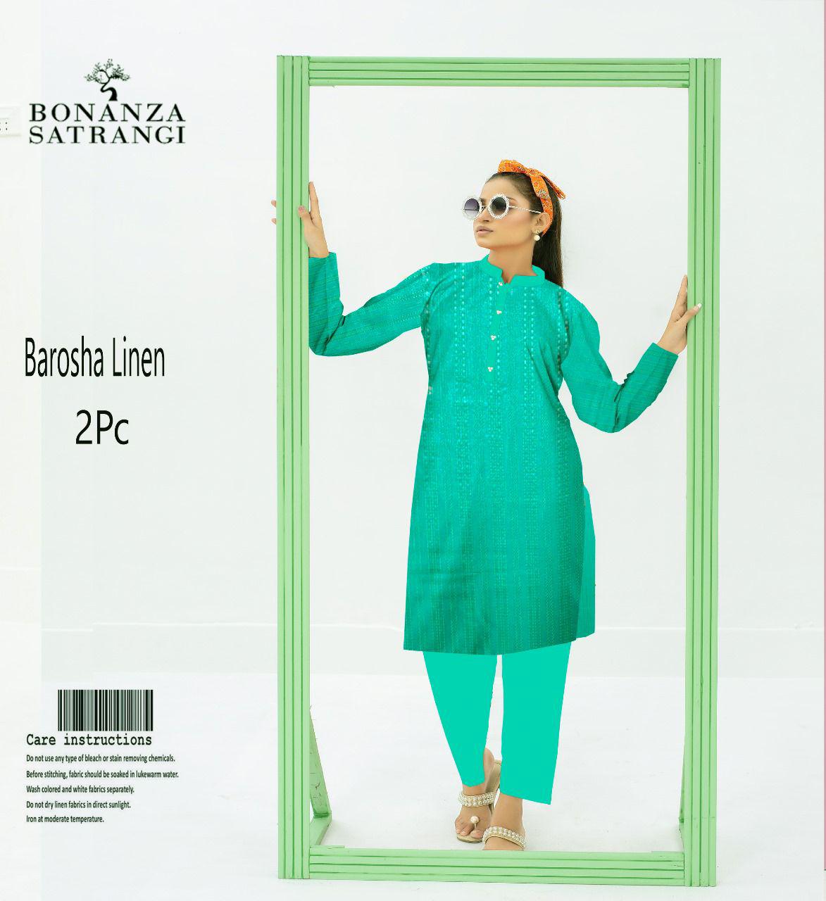 Bonanza Satrangi Barosha Linen 2PC – Light Sea Green Elegance | Original Brand | Free Delivery