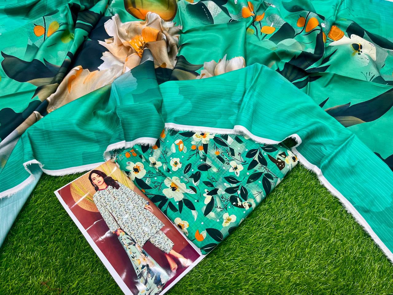 Baroque Winter Collection – Sea Green Serenity (3PC Viscose Suit)  ✨ Original Baroque Brand | ❄️ Winter Sale – 30% OFF + Free Delivery ❄️