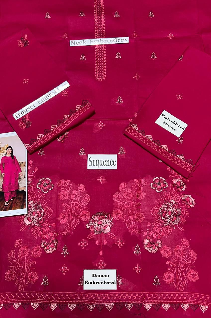 SAYA Summer Collection 2025 | Shocking Pink 2PC Heavy Embroidered Suit | Vol.02 – Maleeha Arts (Free Delivery)