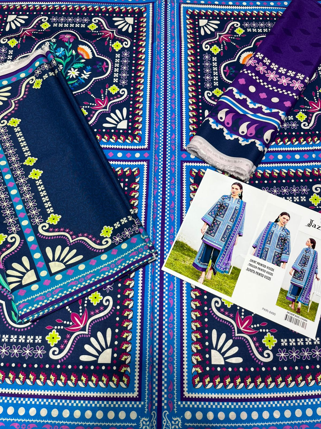 Jazmin Original – Sky Blue Premium Viscose 3PC Suit | Winter Collection ❄️