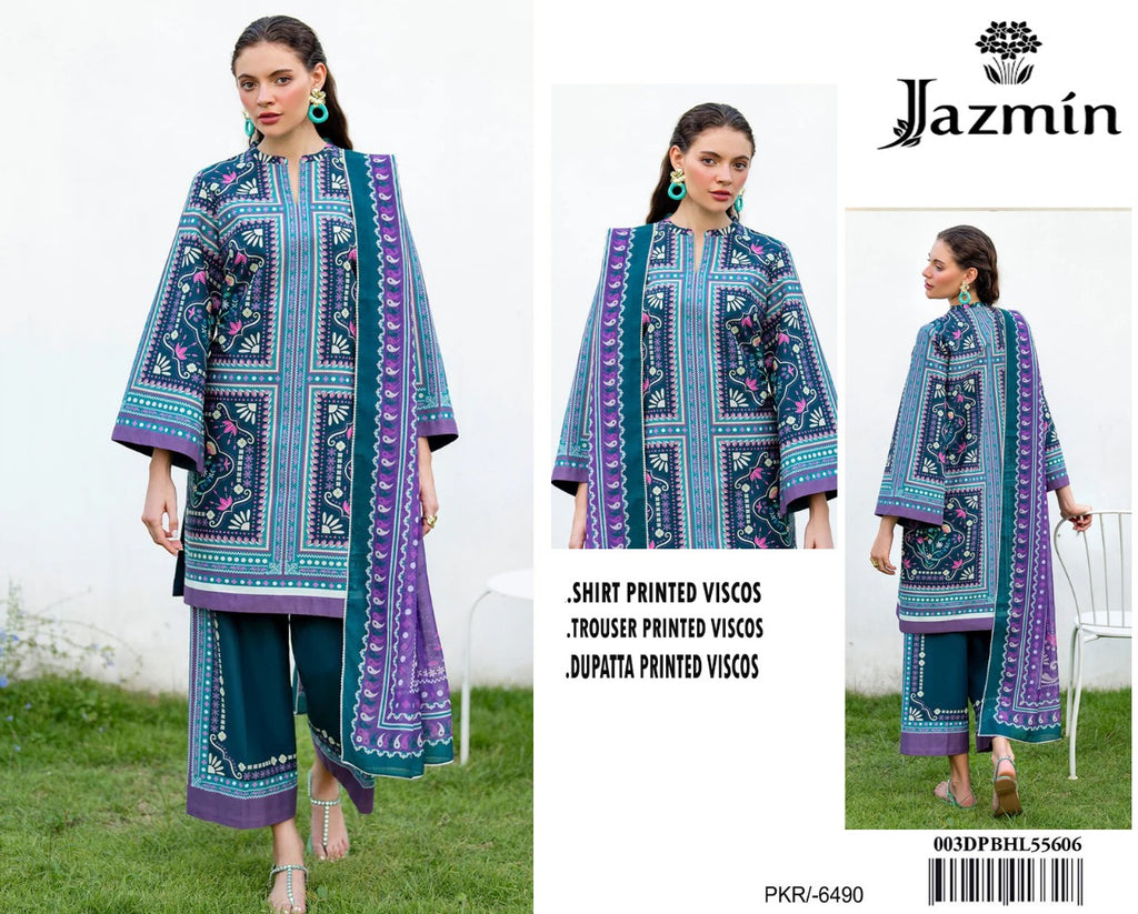 Jazmin Original – Sky Blue Premium Viscose 3PC Suit | Winter Collection ❄️