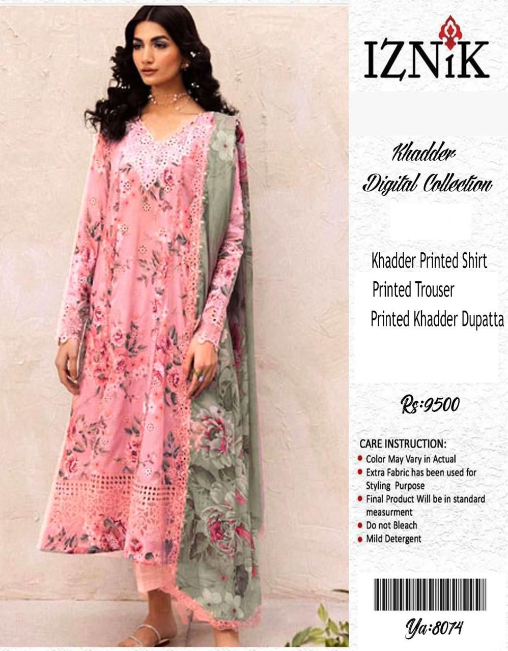 🌸 Tea Pink Khaddar 3PC – Maria B | Iznik | Baroque 🌸