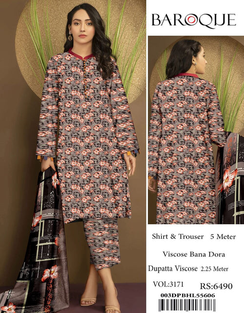 Baroque Winter Collection – Brown Classic (3PC Viscose Suit)  ✨ Original Baroque Brand | ❄️ Winter Sale – 30% OFF + Free Delivery ❄️
