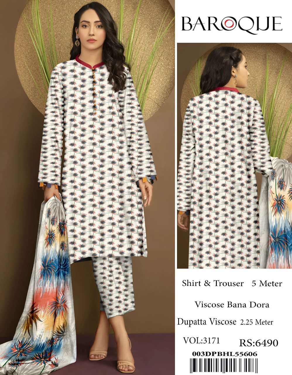 Baroque Winter Collection – White Elegance (3PC Viscose Suit)  ✨ Original Baroque Brand | ❄️ Winter Sale – 30% OFF + Free Delivery ❄️