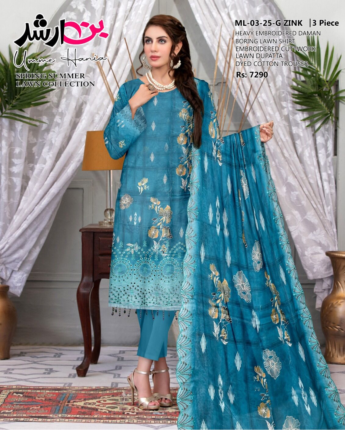 ⚡ BIN ARSHAD ZINC – Modern Chic 3PC Embroidered Lawn Suit with Statement Dupatta