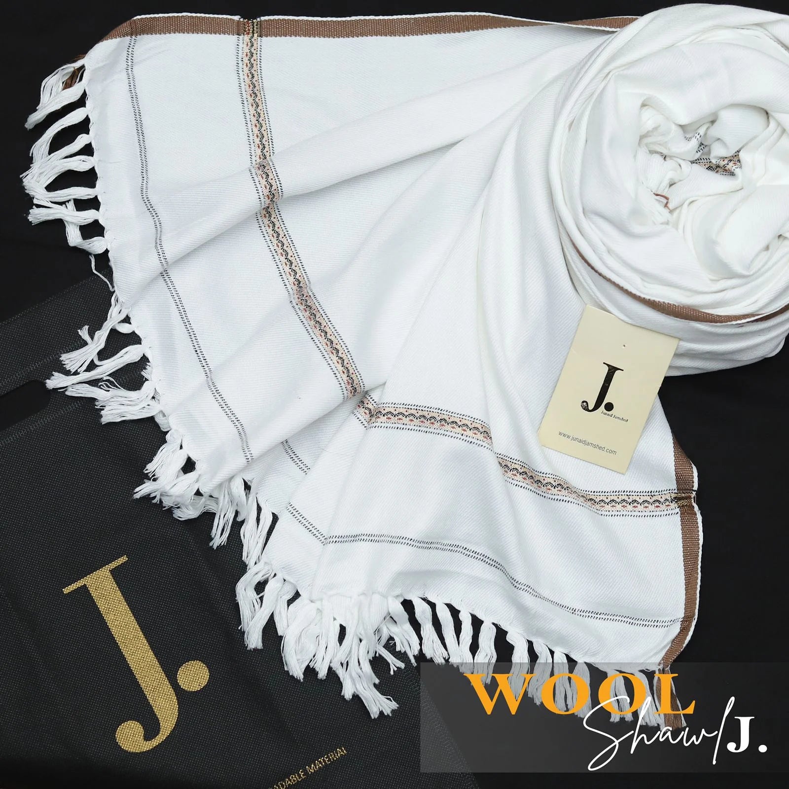 J. Premium Winter Shawl for Men – Classic White Color