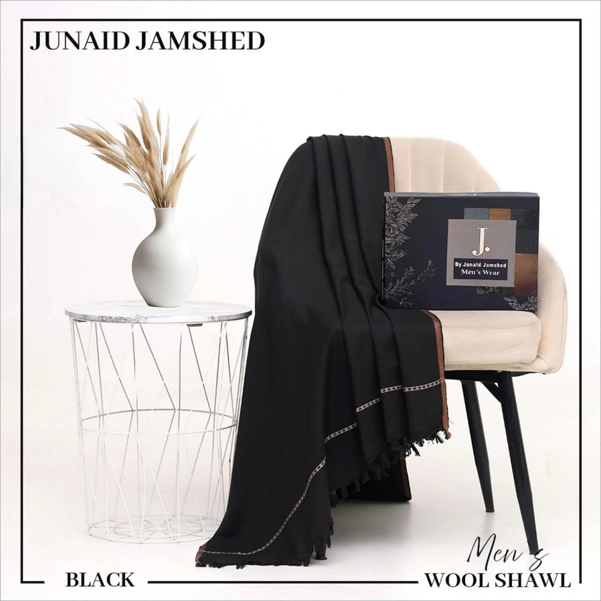 J. Premium Winter Shawl for Men – Elegant Black Color
