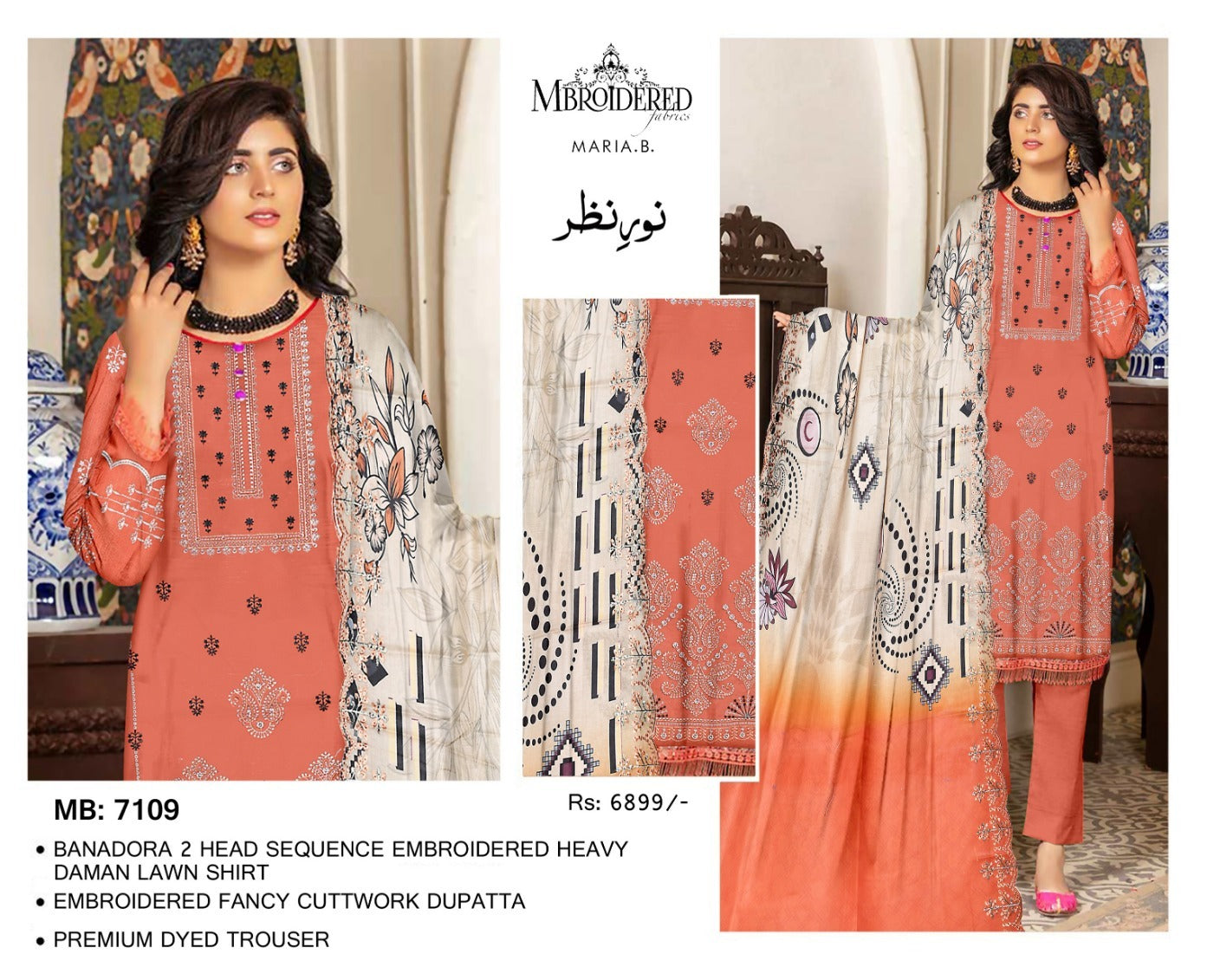 NUREH NAZAR – Original 3PC Luxury Embroidered Suit