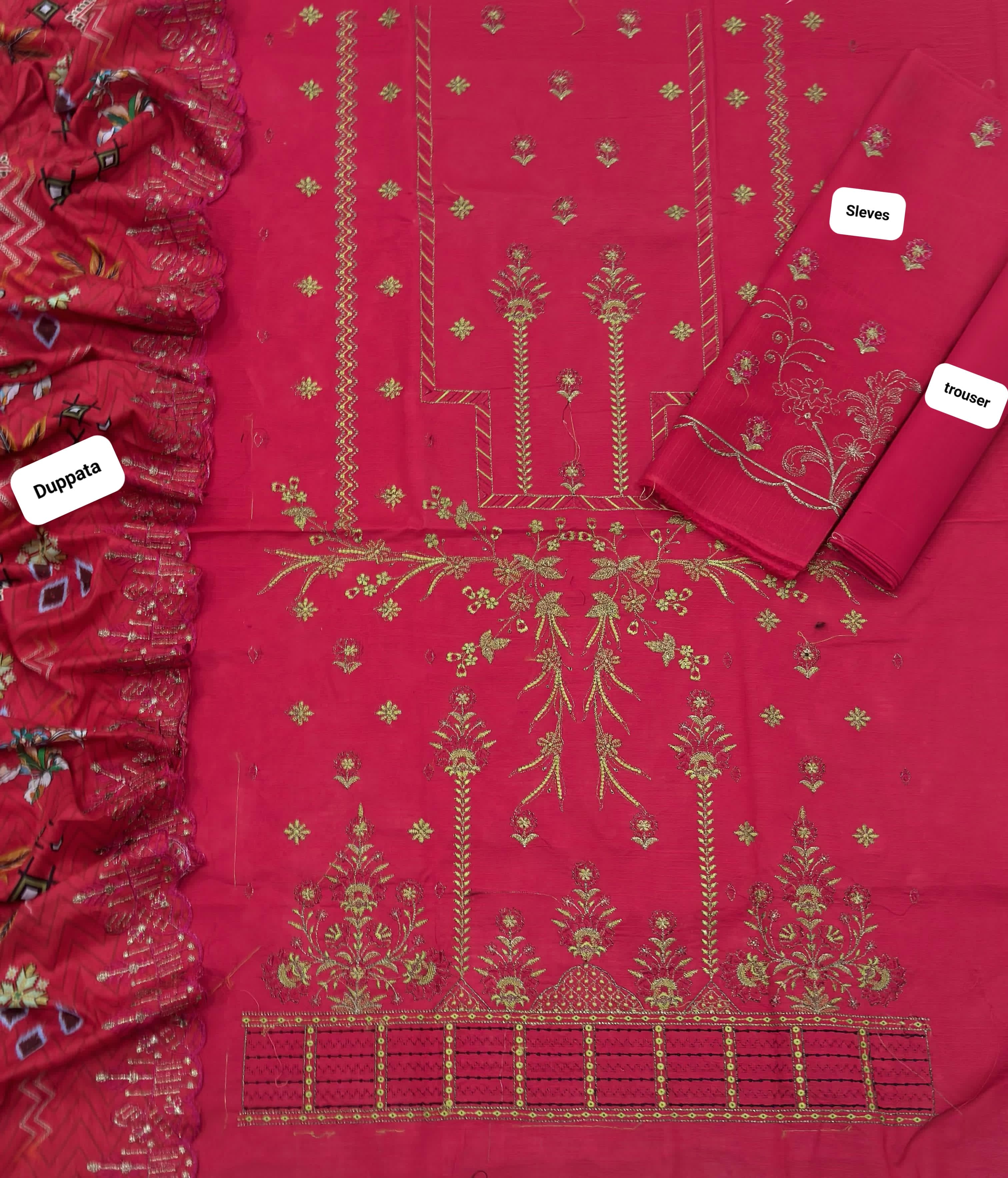 NUREH NAZAR – Original Tea Pink 3PC Embroidered Suit